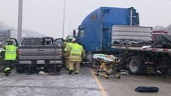 Four Cars, Semi Crash During Snowfall