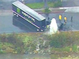 Semi-Truck Slams into Fire Hydrant