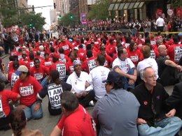 Hundreds Protest Hospitality Layoffs
