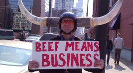 Crowds Line Up for Free Beef Thursday