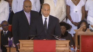 Newark Mayor Cory Booker Speaks at Whitney Houston's Funeral