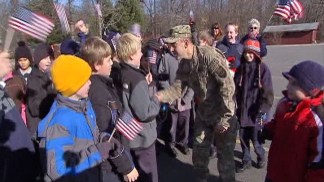 Soldier Surprises His Kids, Students