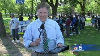 Reporter Tagged During Anti-NATO Demonstration
