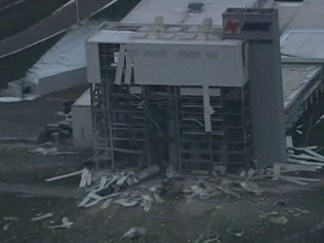 Explosion Ripped Off Wall, Twisted Steel Beam