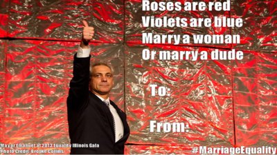 Rahm Offers Valentine to Gay Community