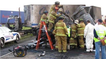 Emergency responders on the scene after the accident Emergency responders on the scene after the accident