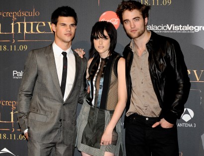 Actor Taylor Lautner, actress Kristen Stewart and actor Robert Pattinson attend "Twilight Saga: New Moon" Fans Event in Spain.