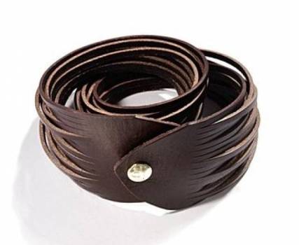 Double-Wrap Sliced Leather Bracelet