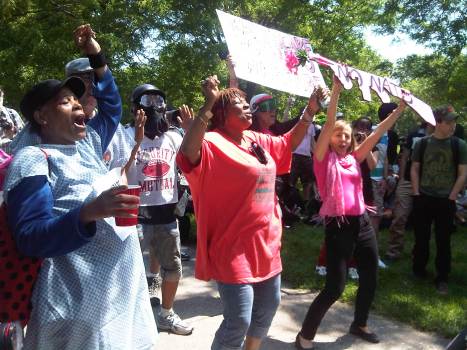 Protesters Gather Outside Rahm's House