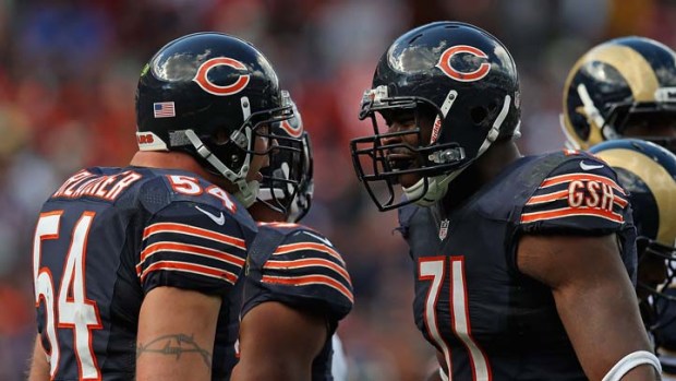Bear Bites: Urlacher Pats D-Line on the Back