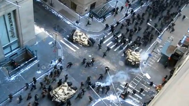 "Dark Knight Rises" Scrum Pits Bane's Army Against Gotham PD, Lots of Smiles