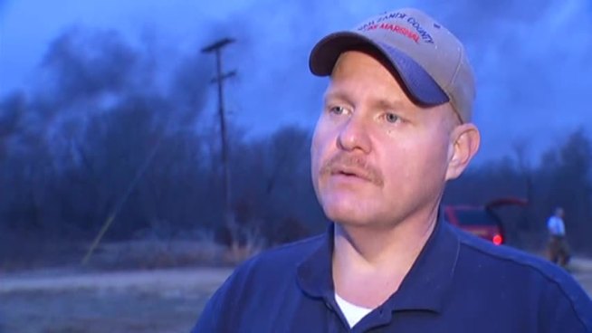 RAW VIDEO: Van Zandt fire marshal Chuck Allen discusses the explosion and fire at an oil facility near Van, TX.