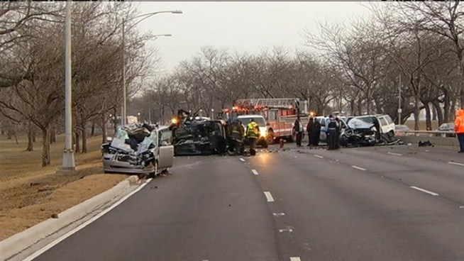 North Chicago police say it was one of their own involved in a wrong-way crash that killed two people on Lake Shore Drive on Friday morning. Kim Vatis reports.