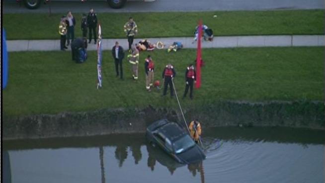 An abandoned car was found in a pond in northwest suburban Roselle.