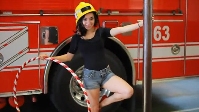 Delila Santos, a native of Logan Square, says the video she shot for Hoopnotica in a Venice fire station is completely innocent. Rob Elgas reports.