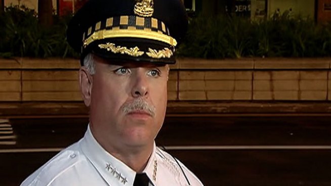Police Supt. Garry McCarthy becomes emotional when talking about how his officers dealt with a big clash with protesters near Michigan and Cermak earlier in the day.