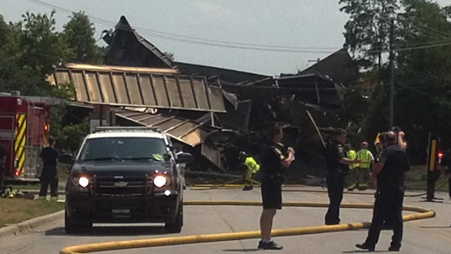 A freight train jumped the tracks near Willow Road and Shermer Avenue on the Glenview, Northbrook border.  A bridge collapsed under the train, creating a boom so loud, neighbors said it sounded like an explosion.