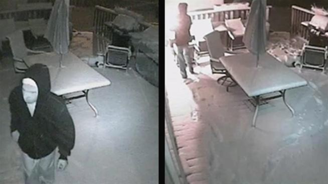 Lake Villa Police are looking for an un-identified man caught ona security camera who they believe set fire to two single family homes. A home security camera shows an un-identified man walking on the home's back deck and seen setting fire to the home's outside kitchen wall with what is suspected to be an accelerant and road flare, the fire chief says.