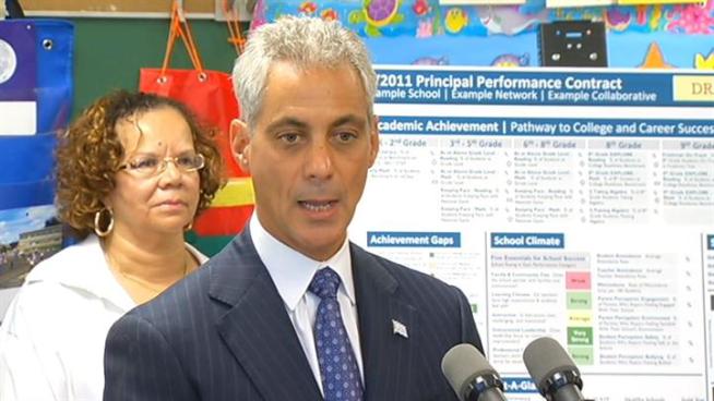 Chicago mayor talks about $5 million fund to hold principals more accountable.