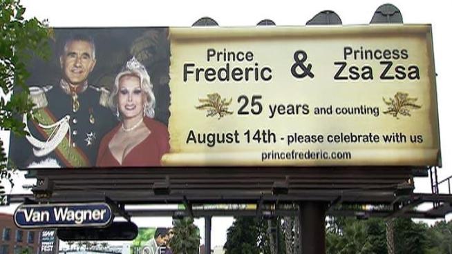 Zsa Zsa Gabor and Frederic von Anhalt's billboard is located at 8789 Sunset Blvd.