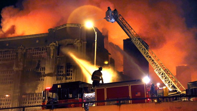Remnants of an abandoned south side warehouse continued to smolder on Wednesday, nearly 24 hours after the structure went up in flames. Charlie Wojciechowski reports.