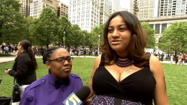 More than 30 couples were united in civil union ceremonies Thursday in Millennium Park.