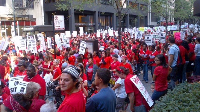 Teachers March Toward CPS HQ, City Hall