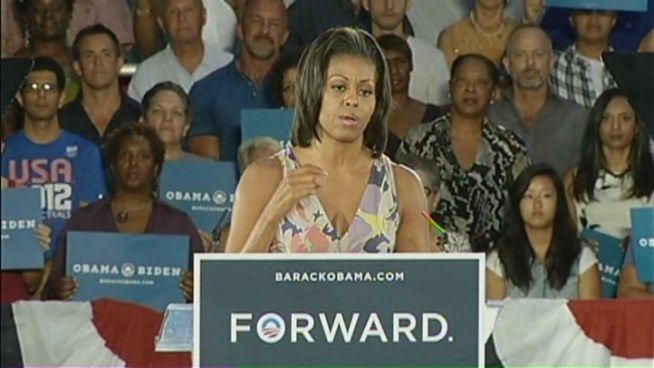 At the War Memorial Auditorium in Fort Lauderdale Wednesday afternoon, the First Lady spoke to supporters about the economy. She told the crowded room that the country was losing thousands of jobs monthly when her husband took office. 
