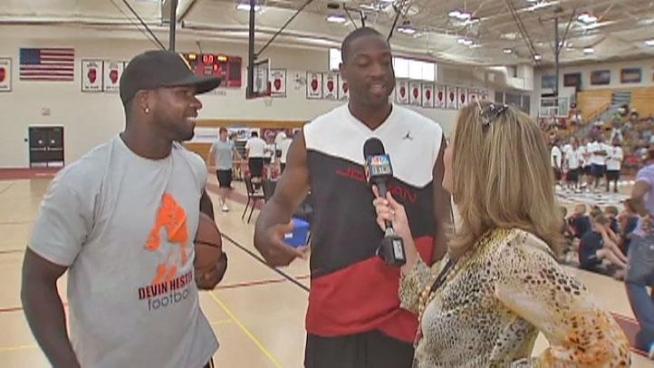 Chicago Bear Devin Hester and Miami Heat Dwyane Wade are hosting summer camps at Lincoln-Way Central High School in New Lenox.