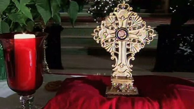 Fragments of Jesus' manger and thread from Mary's veil were traced back to Bethlehem and authenticated by the Vatican. Now they've got a permanent home. Emily Florez reports.