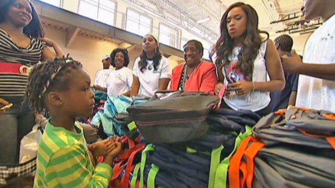 Singer/actress celebrates slain nephew's 11th birthday by helping out 5,000 needy school kids. LeeAnn Trotter reports.