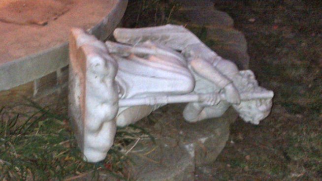 The statues are worth thousands of dollars and will be replaced, said Rev. Bob Balog, but he added that their spiritual value made them priceless.