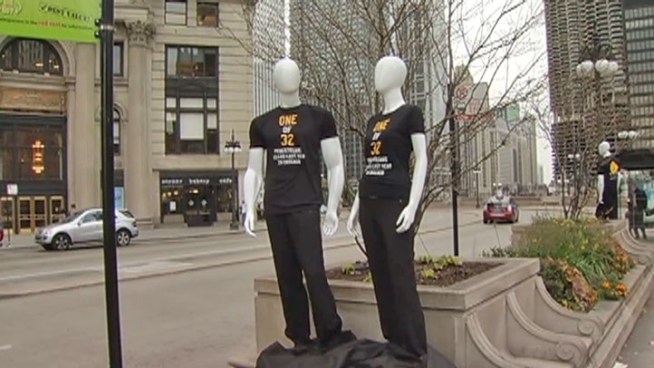 In a silent but striking reminder, 32 mannequins representing 32 pedestrian fatalities adorn Wacker Drive from Michigan to Wells.