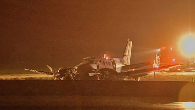 The plane, owned by a skydiving company, was trying to make a landing at the airport in Sturtevant, Wis., located just west of the interstate. The crash caused a major traffic back-up. Christian Farr reports.