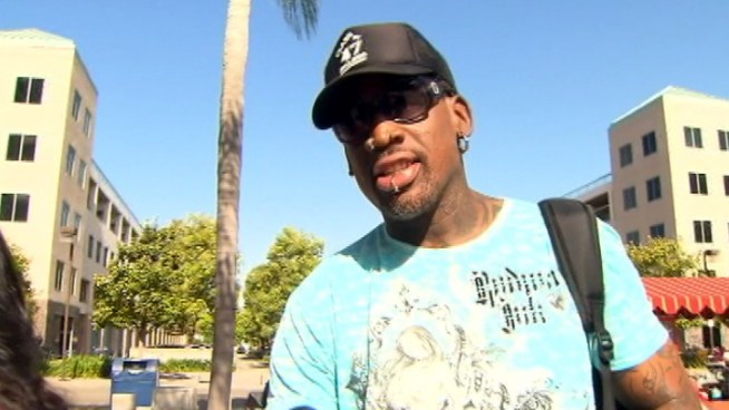 Former NBA star Dennis Rodman comments before entering court Tuesday as part of a child support payments case in Southern California. Raw Video.