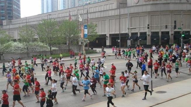 Thousands of runners take over Chicago's streets for the 2012 Bank of America Shamrock Shuffle.