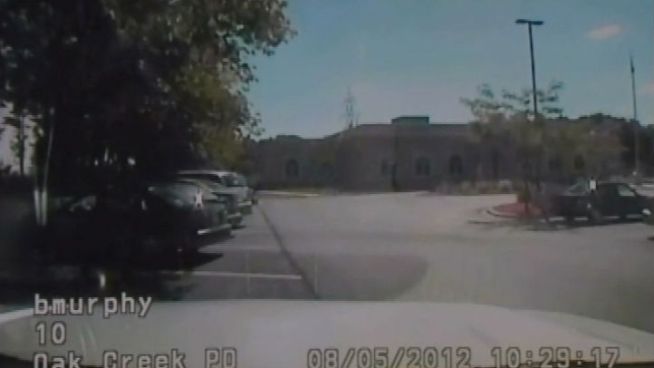 Milwaukee Police released video Monday of the Sikh temple shooting in Oak Creek, Wis. from the view of an officer's dash camera.
