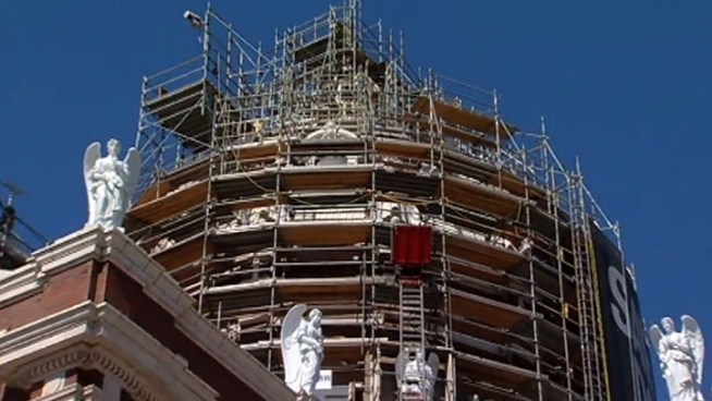Parishioners at Bucktown's St. Mary of the Angels have erected billboards along the Kennedy Expressway pleading for help to save their historic church.