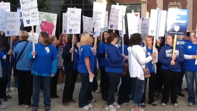 About 150 teachers and 60 support staff voted to strike Monday night after more than five months of negotiations. More than 1,800 students are affected by the strike.