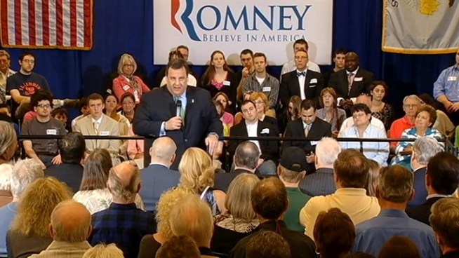 Gov. Chris Christie, speaking at Elmhurst College, says Mitt Romney has the business and executive experience to lead the country better than President Obama has.