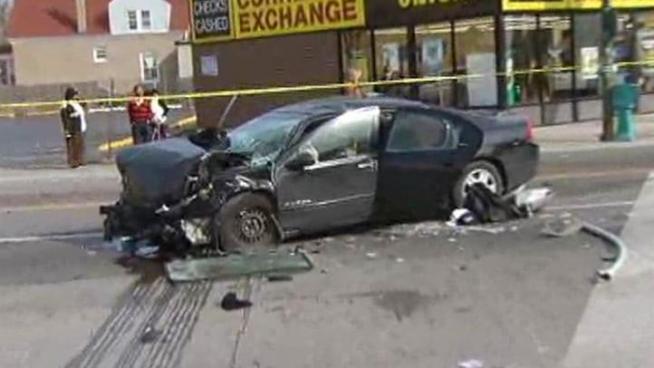 A car fleeing from a reported shooting collided with a CTA bus in <a title=