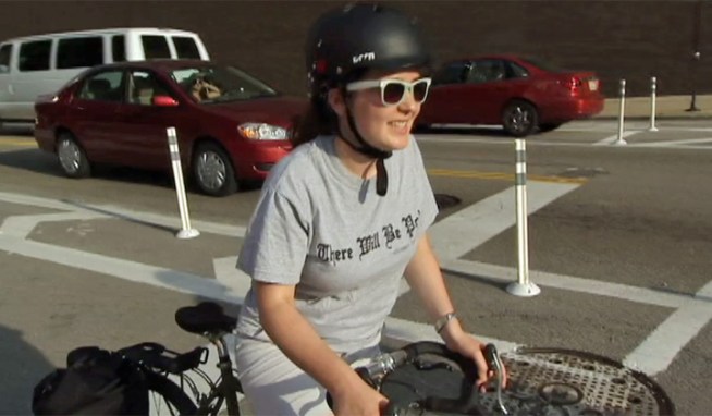 The downtown protected bike lane is the first of it's kind on the streets of Chicago.