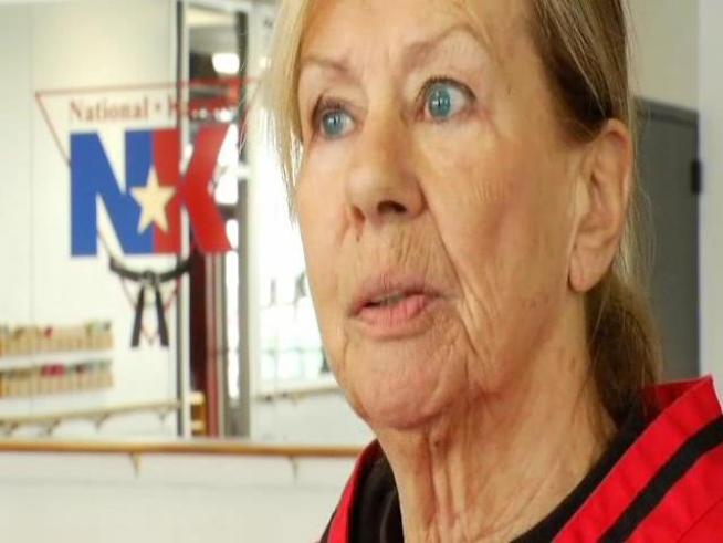 Grandmother and third-degree blackbelt Pam Neil teaches NBC Chicago's Daryl Hawks a thing or two about karate.