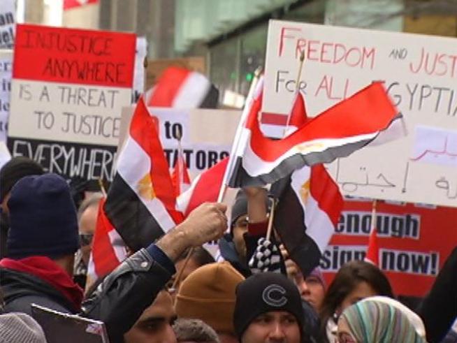 Protesters in <a title=