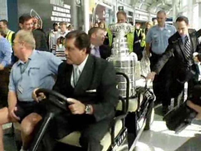 The Stanley Cup arrived back in Chicago from Montreal Tuesday morning after being engraved with the names of the players, coaches and front office personnel of the 2010 Blackhawks.