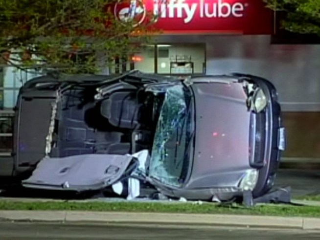 An SUV rolled over on a mans leg during a terrible accident.