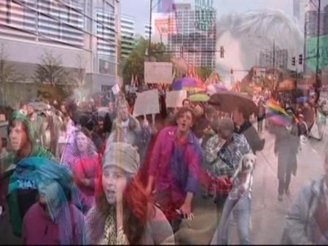 Gays, lesbians and their supporters step out against California's same-sex marriage ban as the state's Supreme Court upholds it.