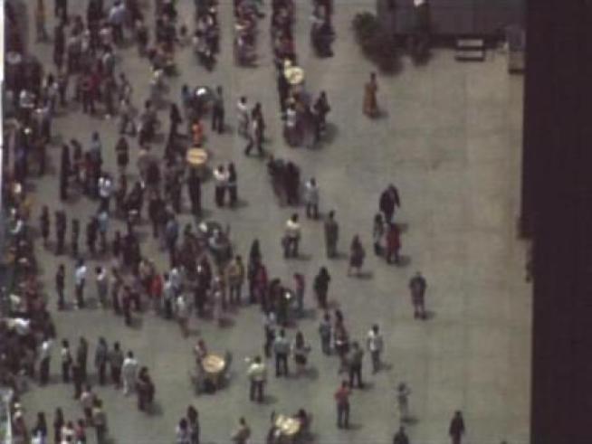 People protest at Thompson Center in Chicago.