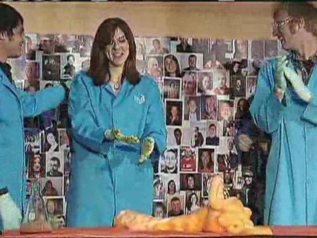 An exploding chemistry experiment was the method of choice to reveal the Museum of Science and Industry's new roommate, Kate McGroarty.
