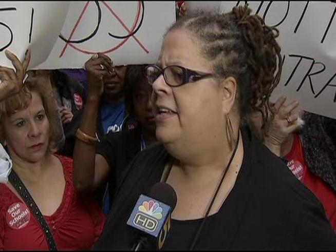 Karen Lewis explains where the Chicago Board of Education can find money to avoid teacher layoffs.